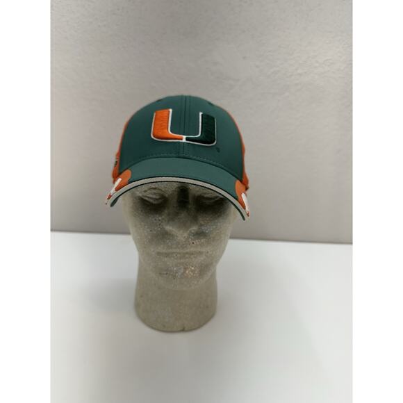Adidas Baseball Hat Miami Hurricanes College Orange Green Fitted Cap OSFA - Picture 1 of 9